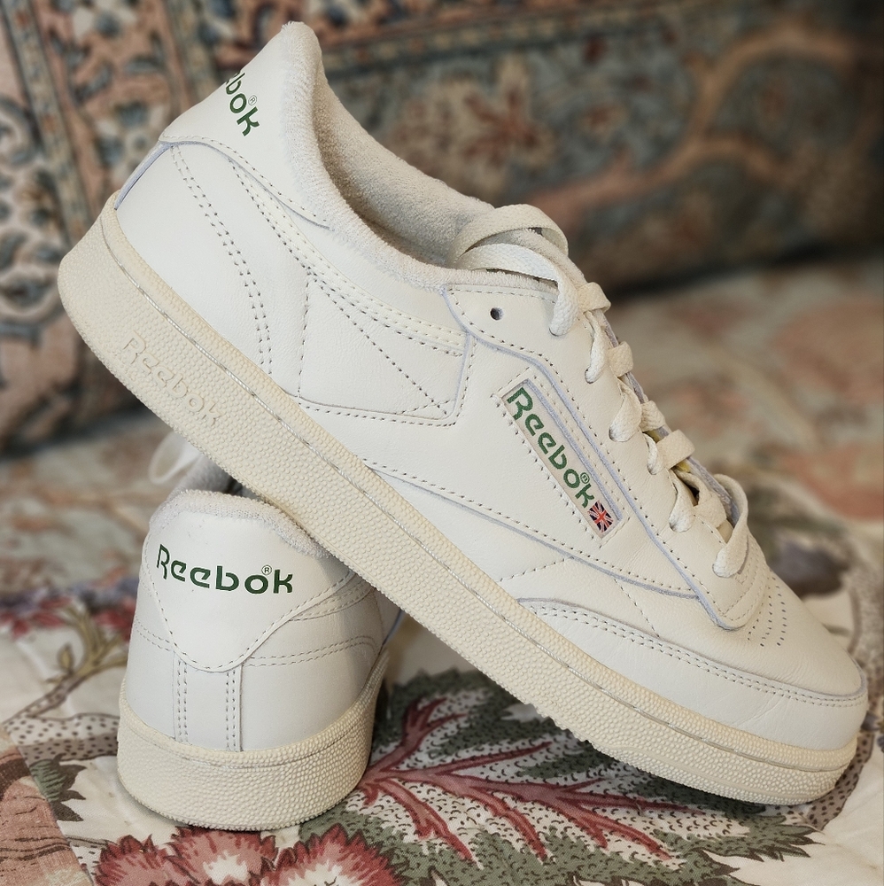 Reebok White and Green Sneakers